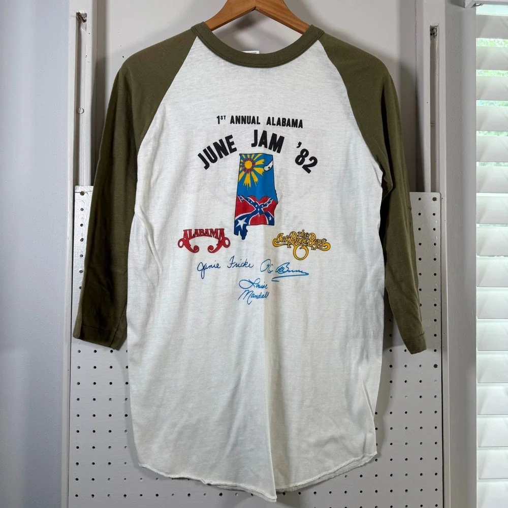 Vintage 1982 Alabama June Jam Tee Jays T-Shirt Raglan Sleeve USA Made - Large